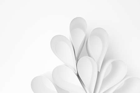 White abstract decorative plant of paper water drops with copy space for text in soft light bright simple minimal modern tender style, top view, abstract background.の写真素材