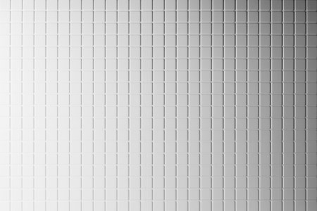 White tiny square stone tile as texture with gradient, pattern, abstract background, top view. Elegant mediterranean tile for pool, bathroom, kitchen, toilet.の写真素材