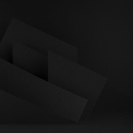 Luxury black stage mockup with abstract geometric pattern of angles, polygons and triangles as...