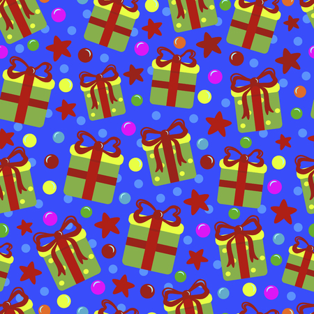 bright picture of beautiful Christmas gifts and ballsのイラスト素材
