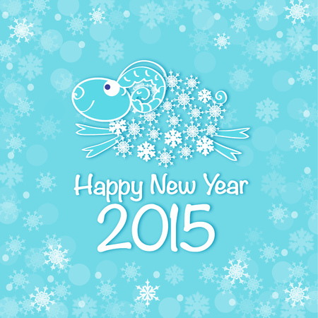 2015 new year card with blue sheepのイラスト素材