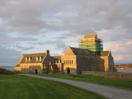Iona Abbey at dusk, Scotlandの写真素材