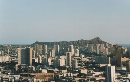 Honolulu and diamond head, Oahu, Hawaii