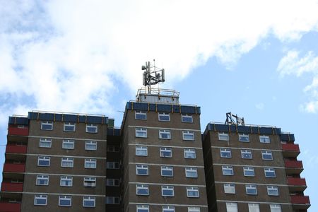 Mobile phone mast on tower block