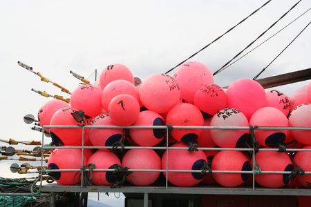 marker buoys on fishing boat