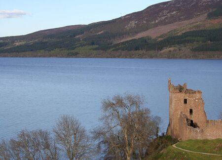 Urquart Castle on Loch Ness Scotlandの写真素材