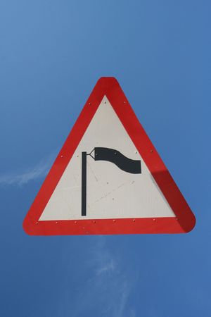 warning strong side winds ahead signの写真素材