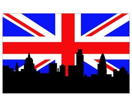 London Skyline and British Flagのイラスト素材