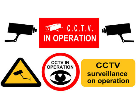 assorted CCTV surveillance signsのイラスト素材