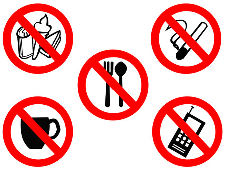 eating drinking smoking prohibited signsのイラスト素材