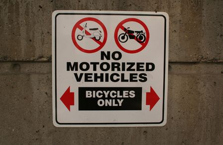 No motorized vehicles bicycles onlyの写真素材