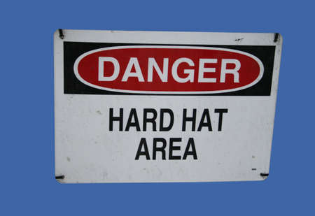 Danger hard hat areaの写真素材