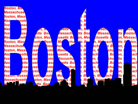 Boston Massachusetts skyline illustrationのイラスト素材