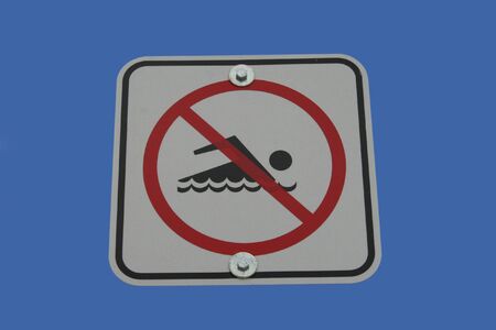 No swimming sign with swimmer symbolの写真素材