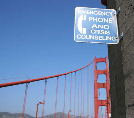 Emergency phone and counseling sign on Golden Gate Bridge