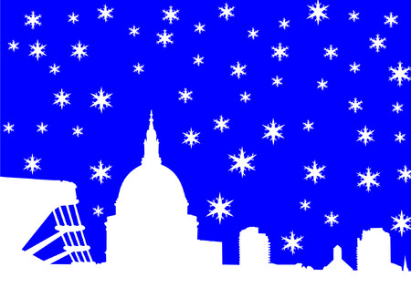 St Pauls and Millennium Bridge in winterのイラスト素材