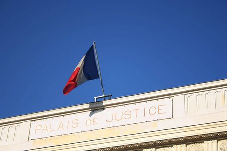 Palais du Justice France french court house with flagの写真素材