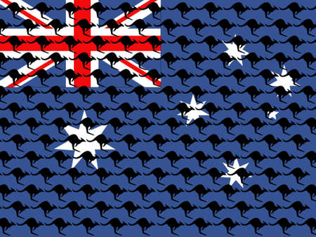 Kangaroo and australian flag illustrationのイラスト素材