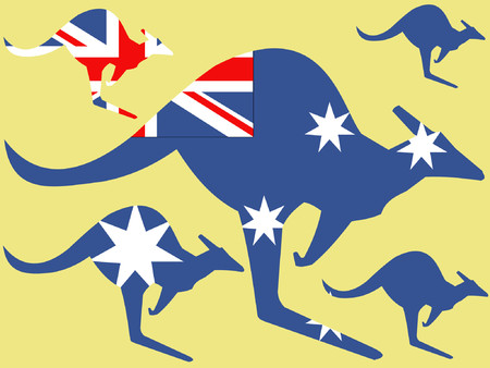 Kangaroo and australian flag illustrationのイラスト素材