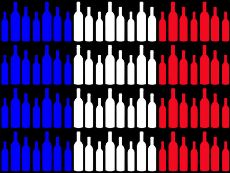 Wine bottles and French flagのイラスト素材