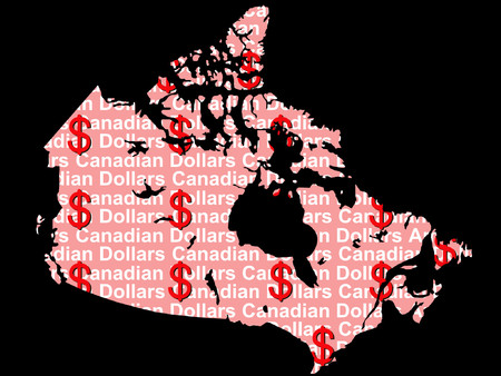 Canadian map and currency illustrationのイラスト素材