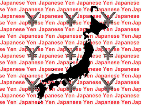 map of Japan and currency illustrationのイラスト素材