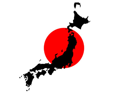 map of Japan and Japanese flag illustrationのイラスト素材