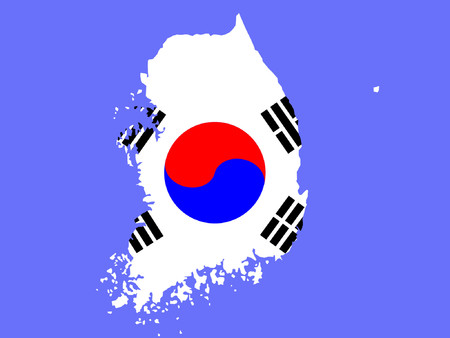 map of South Korea and Korean flag illustrationのイラスト素材