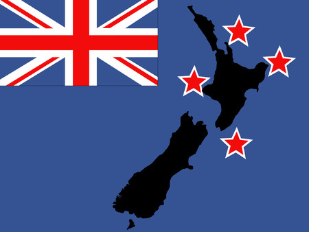 New Zealand map and flag illustrationのイラスト素材