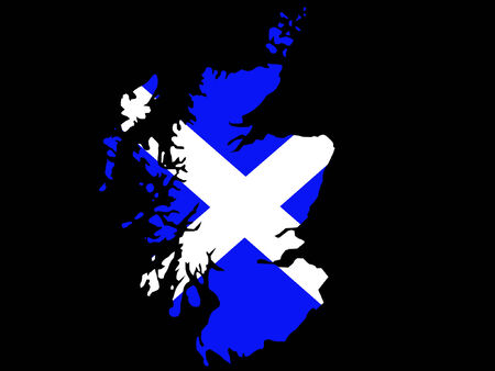 map of Scotland and scottish flag illustrationのイラスト素材