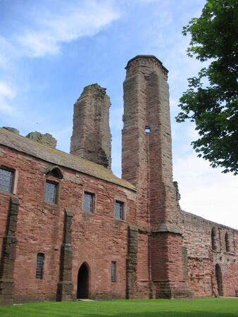 red stone building of arbroath abbey scotlandの写真素材