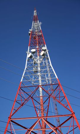 Looking up at communication tower