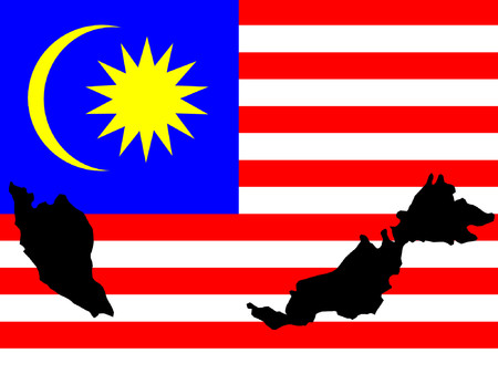 map of Malaysia and Malaysian flag illustrationのイラスト素材