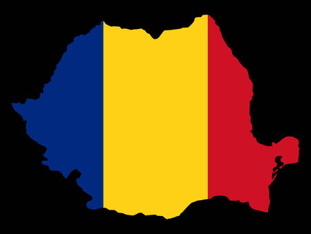 map of Romania and Romanian flag illustrationのイラスト素材