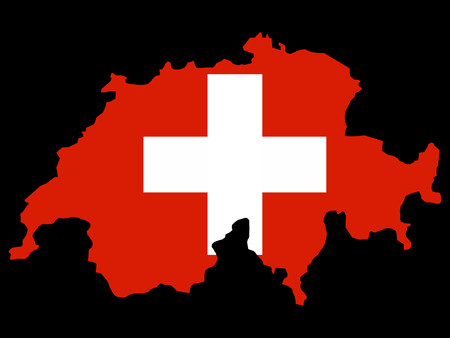 map of Switzerland and Swiss flag illustrationのイラスト素材