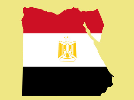 map of Egypt and Egyptian flag illustrationのイラスト素材