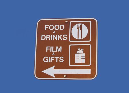 food drinks film and gifts sign with arrowの写真素材