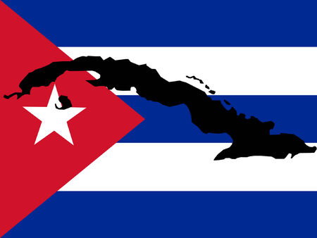map of Cuba and Cuban flag illustrationのイラスト素材
