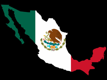 map of Mexico and Mexican flag illustrationのイラスト素材