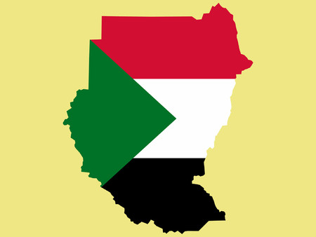 map of Sudan and Sudanese flag illustrationのイラスト素材