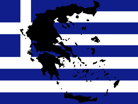 map of Greece and Greek flag illustrationのイラスト素材