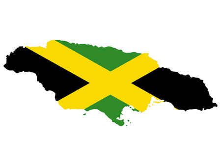 map of Jamaica and Jamaican flagのイラスト素材
