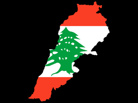 map of Lebanon and Lebanese flagのイラスト素材