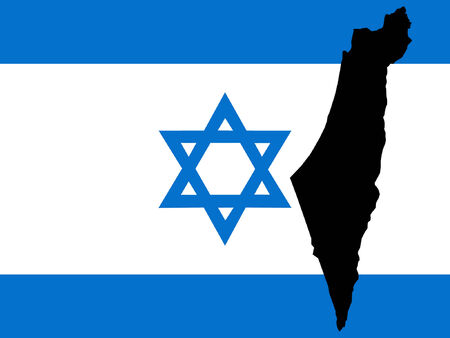 map of Israel and Israeli flag illustrationのイラスト素材
