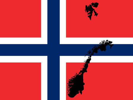map of Norway and Norwegian flag illustrationのイラスト素材