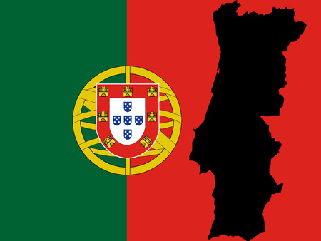 map of Portugal and Portuguese flag illustrationのイラスト素材