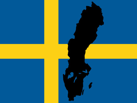 map of Sweden and Swedish flag illustrationのイラスト素材