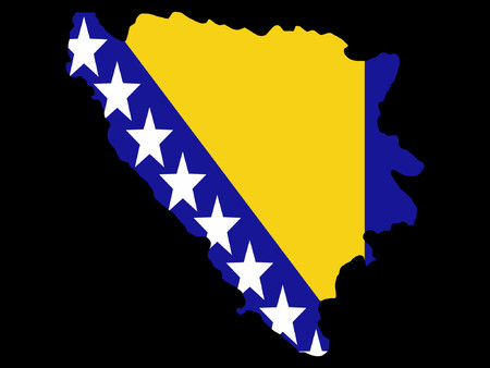 map of Bosnia-Herzegovina and Bosnian flag illustrationのイラスト素材