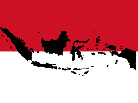 map of Indonesia and Indonesian flag illustrationのイラスト素材