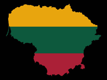 map of Lithuania and Lithuanian flag illustrationのイラスト素材